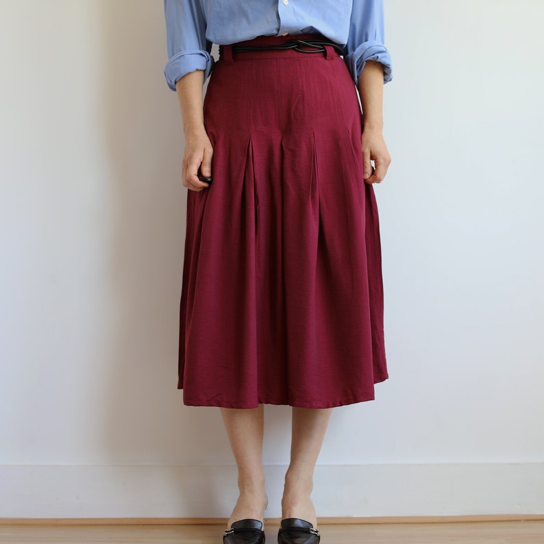 Vintage burgundy mid length skort. Originally womens size S / M. 90s era. image 1