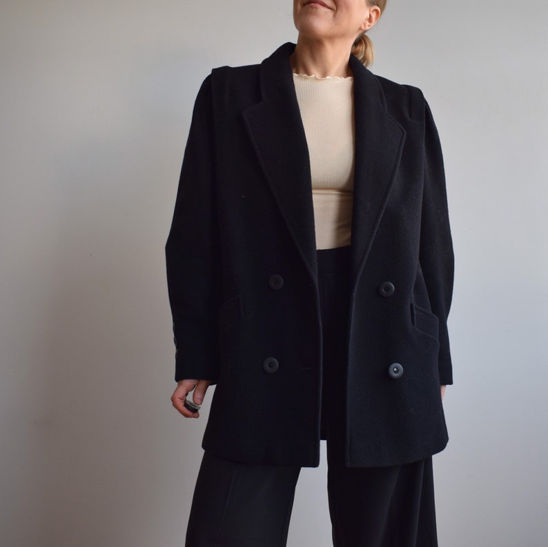 Vintage black wool coat. Originally womens size M / small L. Early 90s era. image 1