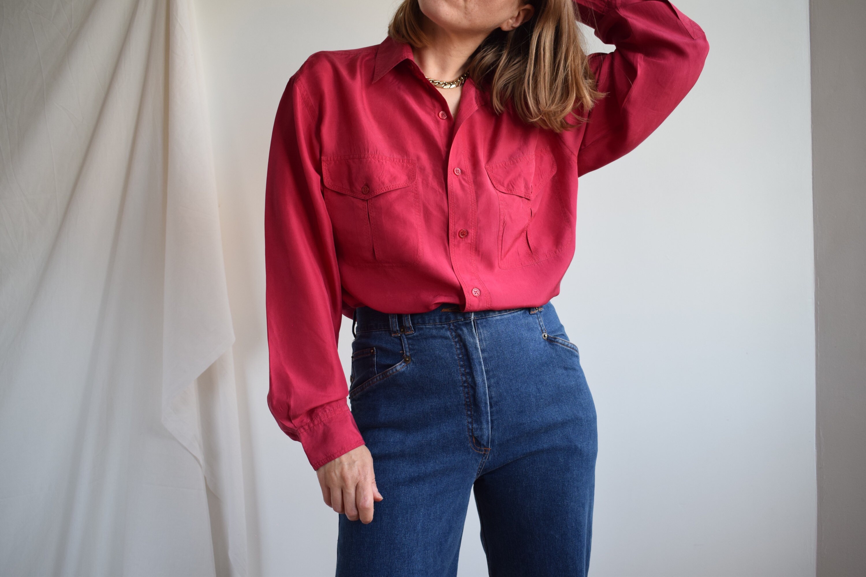 silk button up shirt women