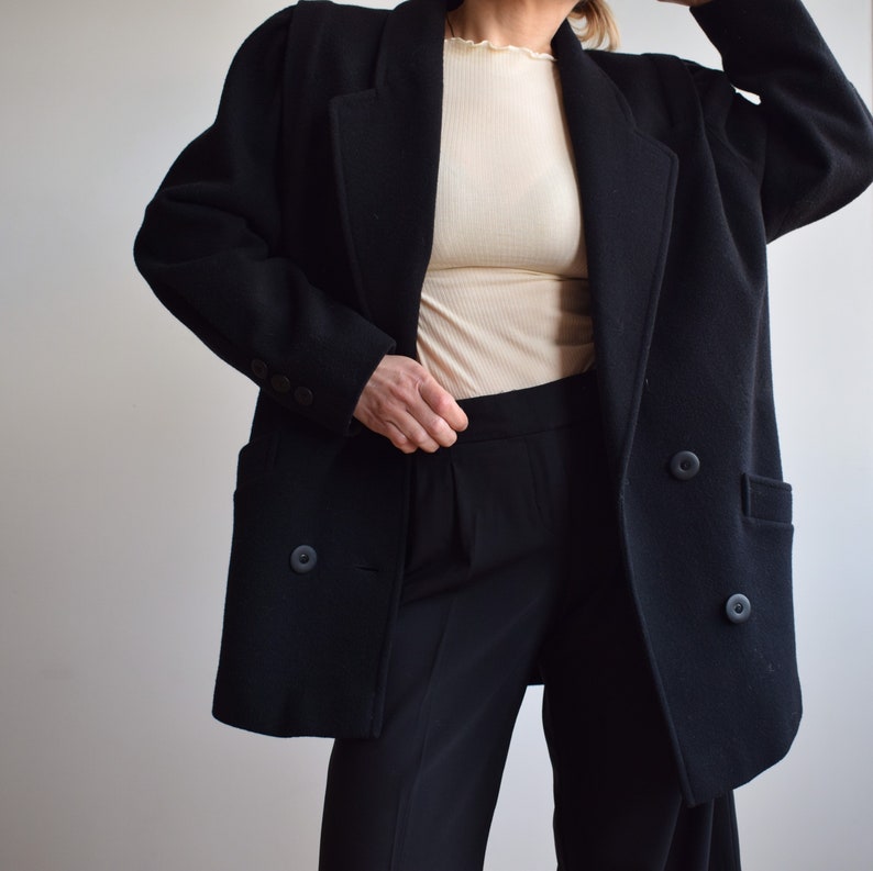 Vintage black wool coat. Originally womens size M / small L. Early 90s era. image 4