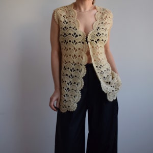 Vintage crochet long vest. Originally womens size M. 70s era. image 5