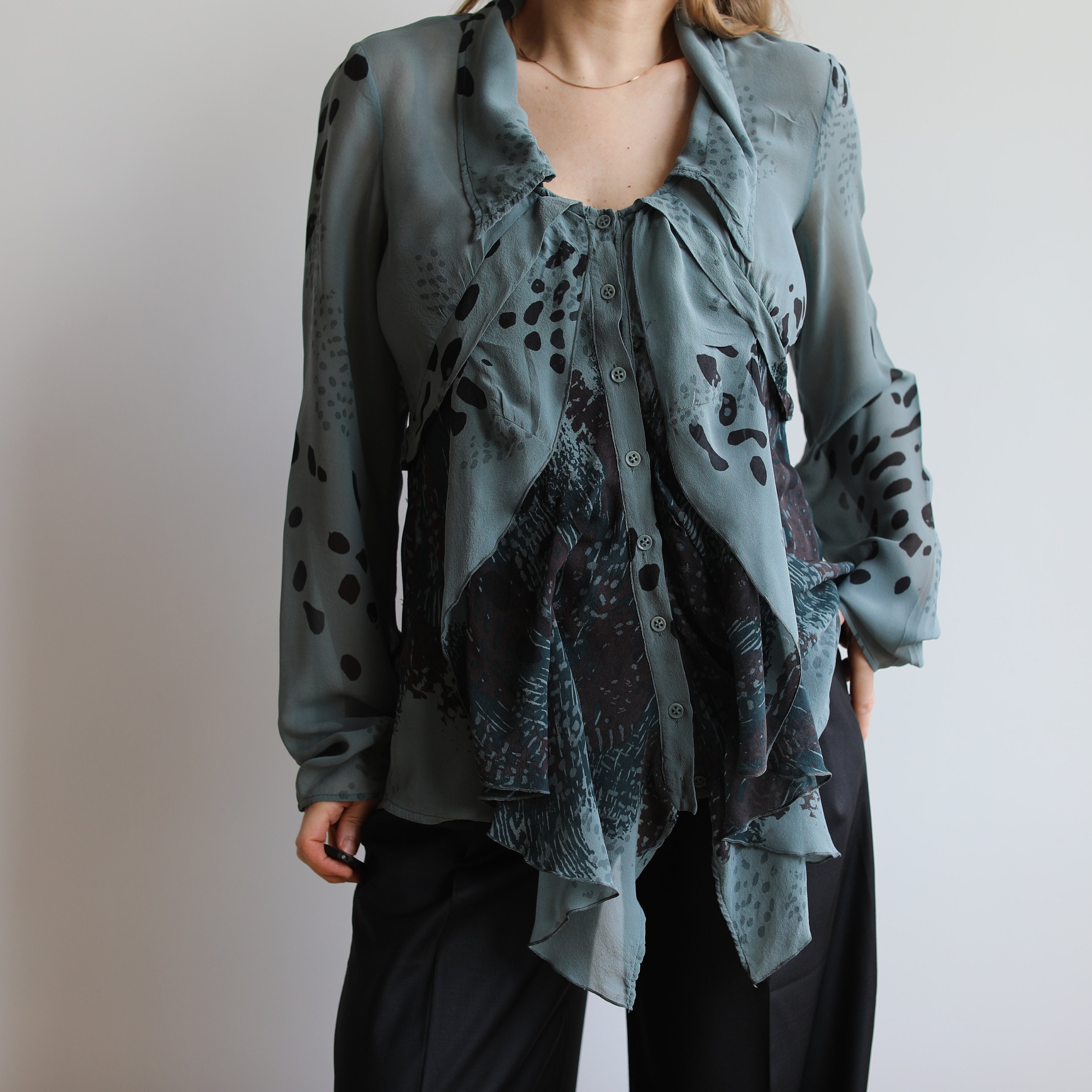 Vintage Silk Ruffles Blouse. Originally Women's Size M