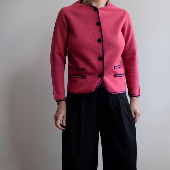 Vintage wool cropped blazer in pink. Originally w… - image 5