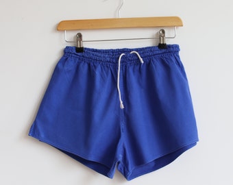 Vintage cotton PE style blue summer mini shorts. Originally women’s size XS / S. 90’s era.