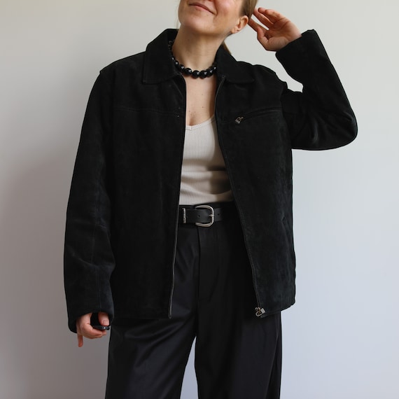 Veste vintage en daim noir. A l origine taille homme S. Epoque 90 s. Etsy Canada