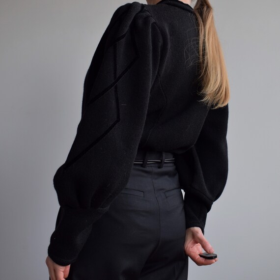 Vintage Austrian black wool cardigan with big sle… - image 8