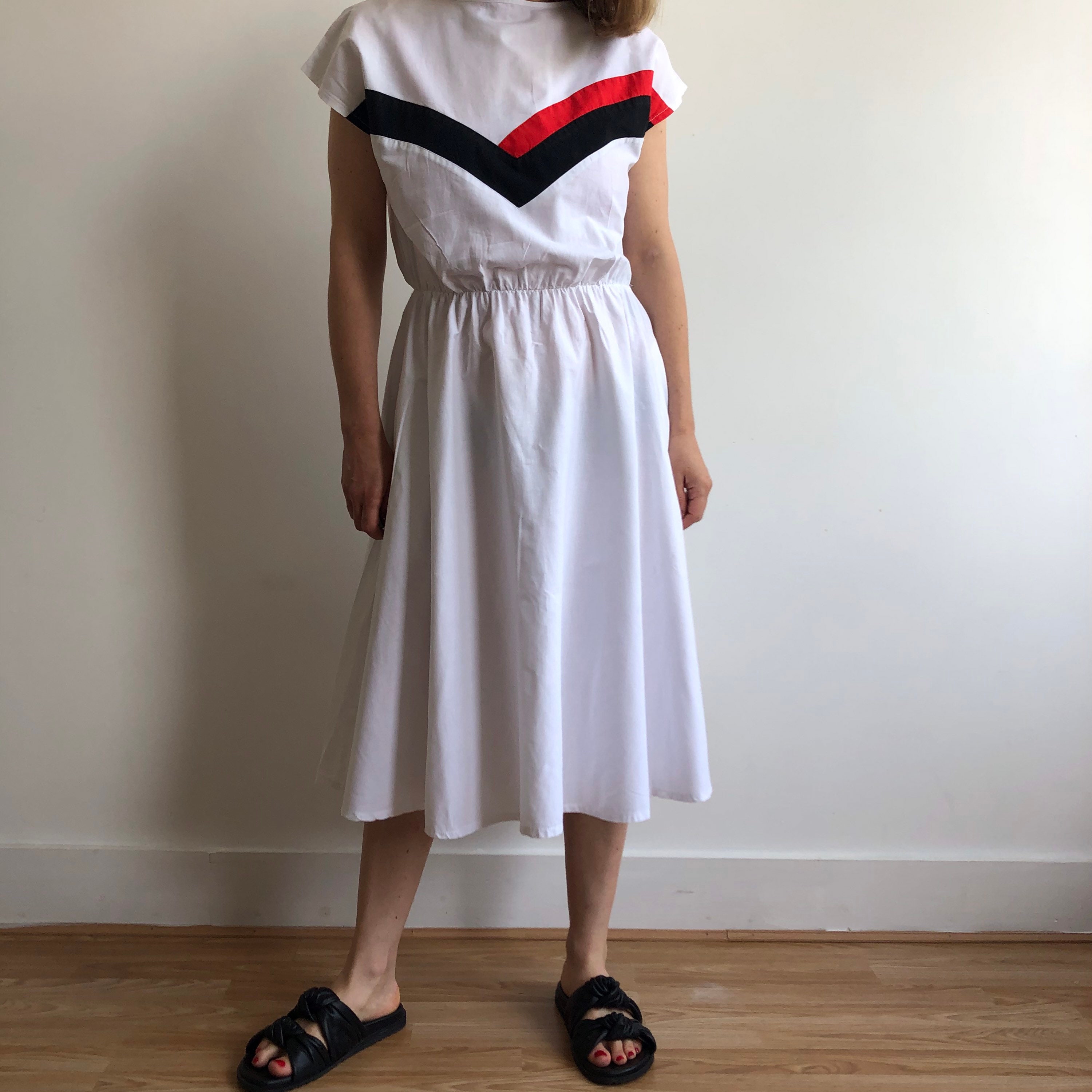 Vintage white cotton dress with pockets. Originally womens Etsy