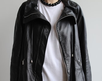 ジャケット・アウター 90s vintage leather wool pea coat Vintage 1990's Kasper 100% Leather Pea Jacket Womens M Soft