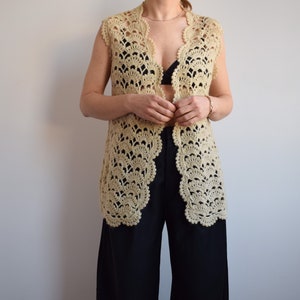 Vintage crochet long vest. Originally womens size M. 70s era. image 4