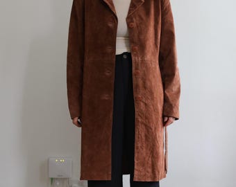 Vintage suede trench coat. Originally women’s size M. 90’s era.
