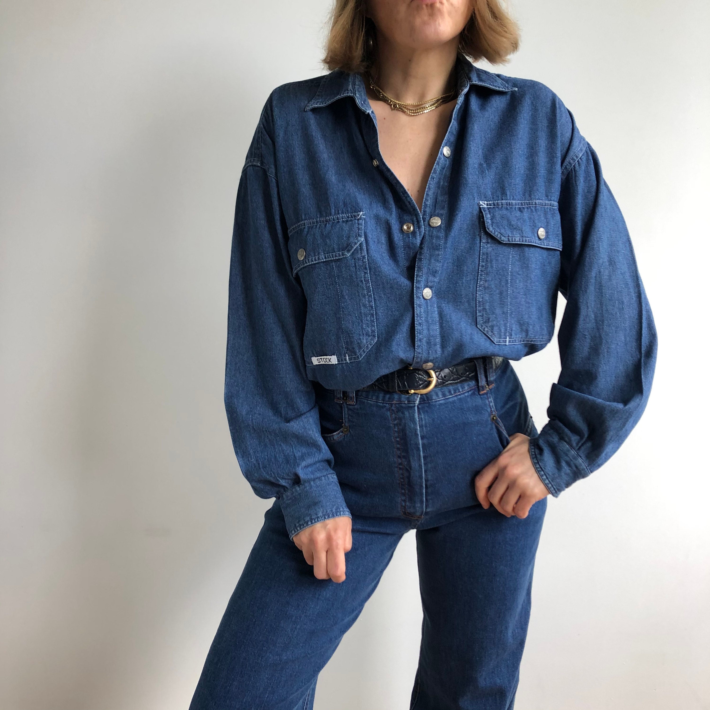 Vintage denim shirt. Originally mens size M. | Etsy