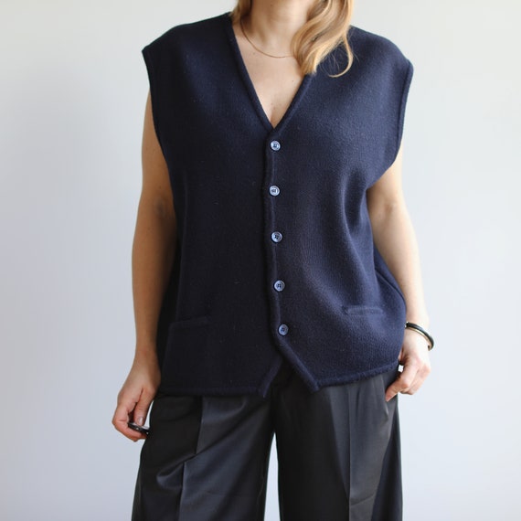 Vintage dark navy wool vest. Originally women’s s… - image 5