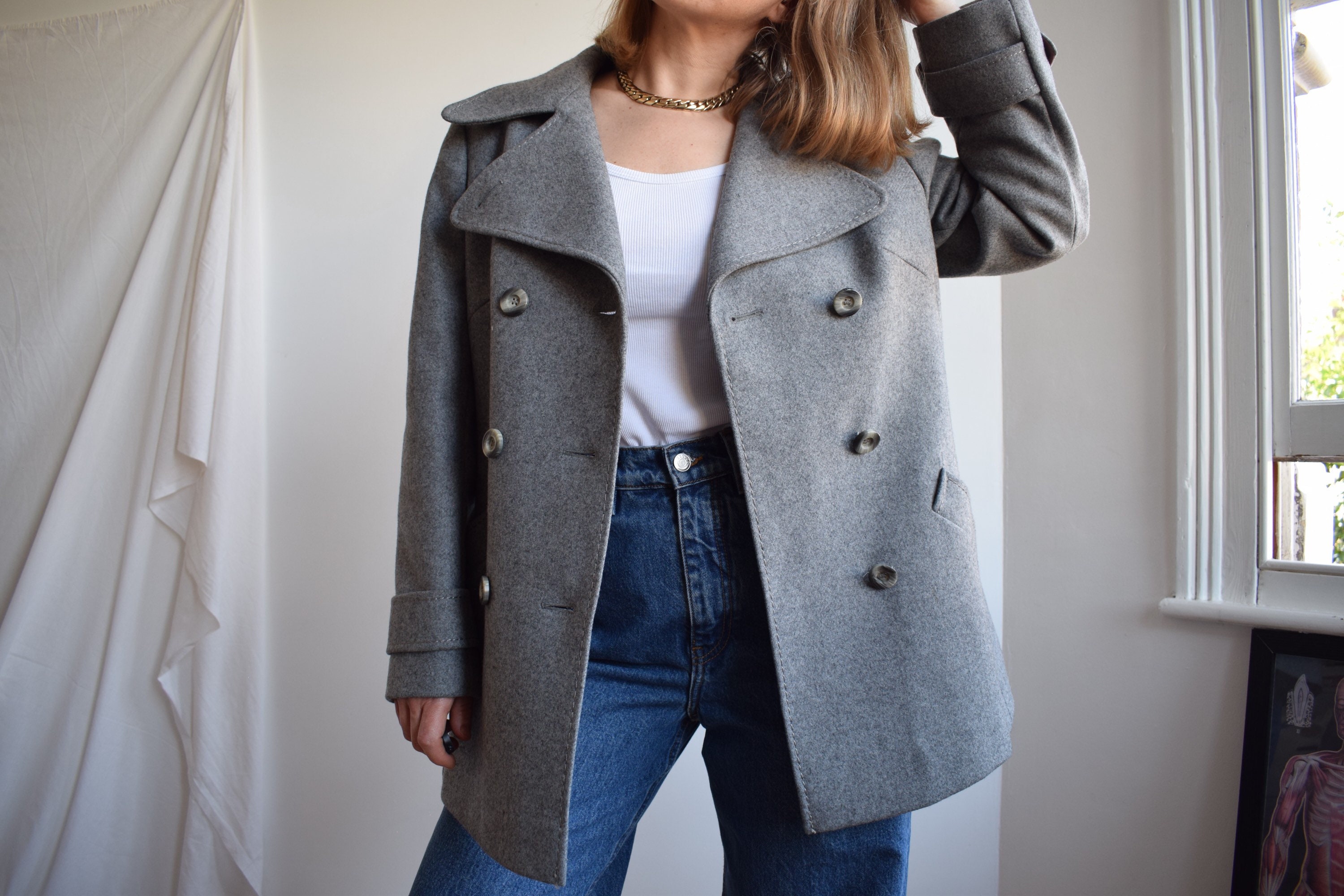 Grey Pea Coat - Etsy
