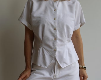 Vintage white summer blouse. Originally women’s size M. 90’s era.