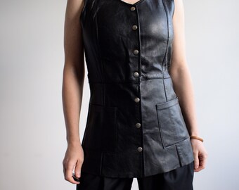 Vintage leather waistcoat. Originally women’s size S / M. 80’s era.