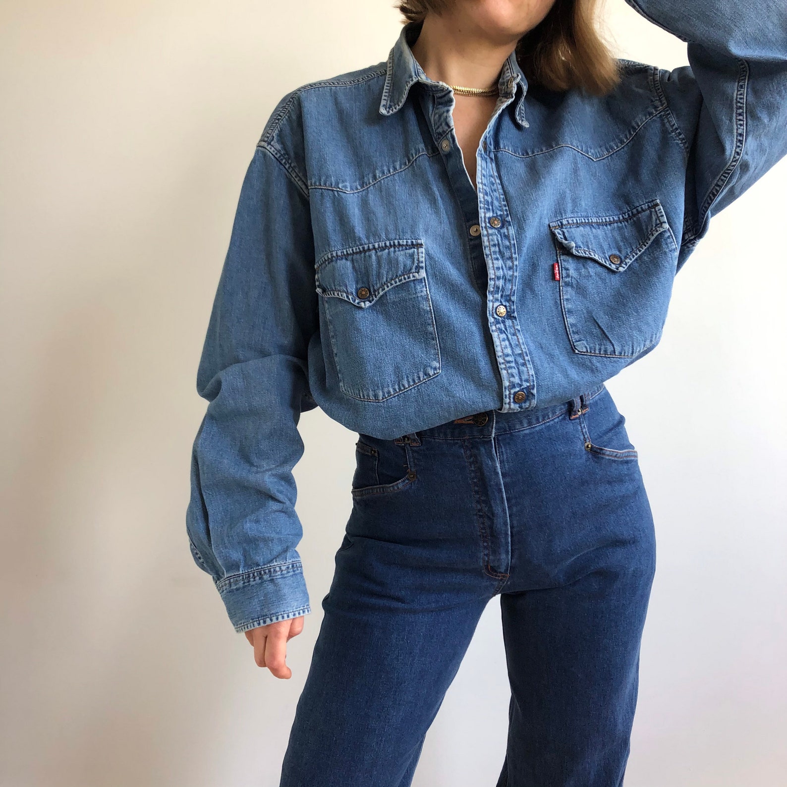 Vintage Levis denim shirt. Originally mens size XL. Etsy
