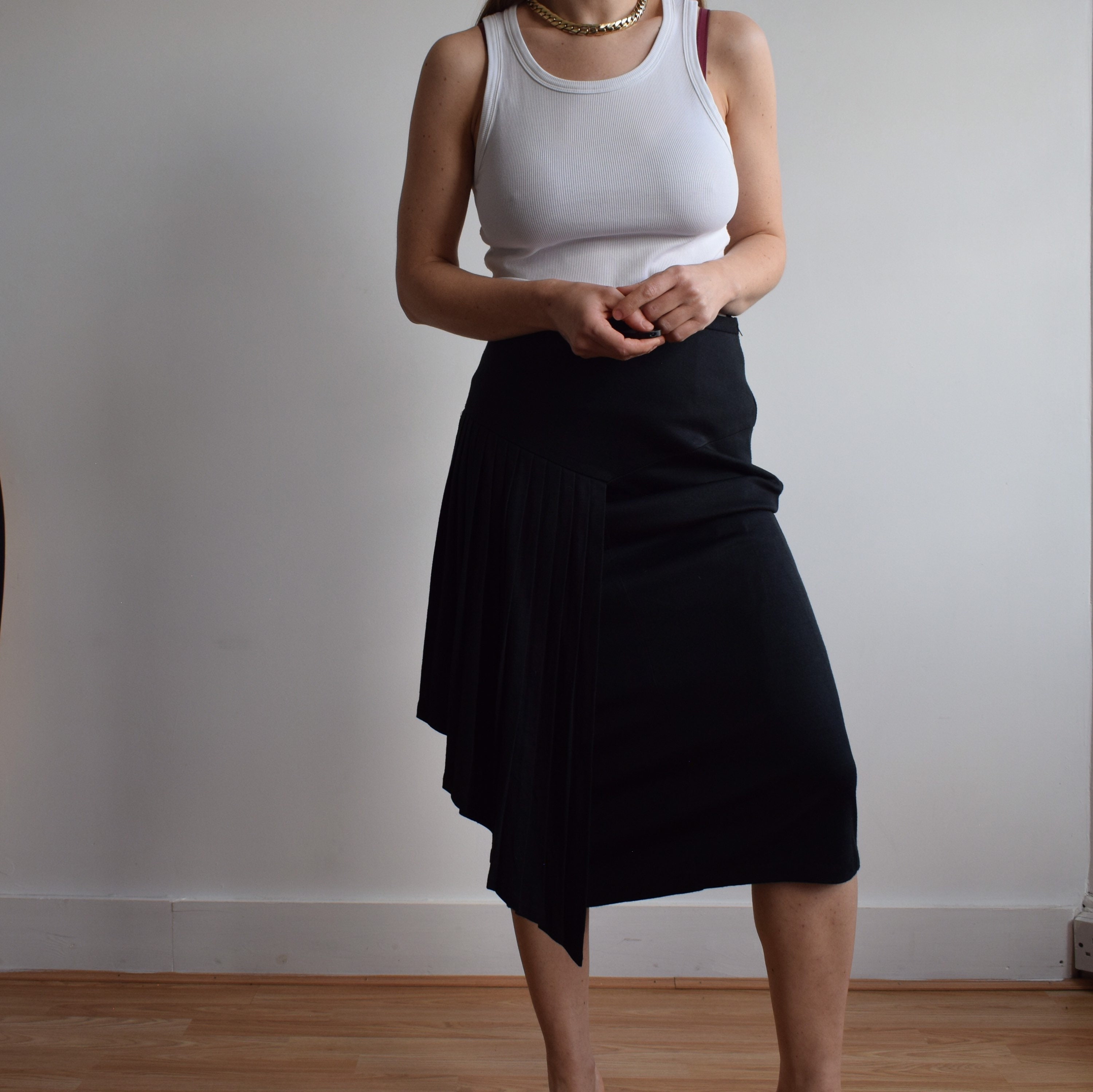 Black pleated midi skirt 90 top