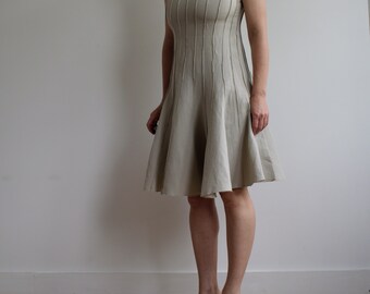 Vintage Calvin Klein Beige Midi Dress: 90s Full Skirt (S/M) - Etsy