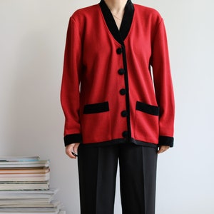 Vintage red wool cardigan. Originally womens size M. Early 90s era. image 4