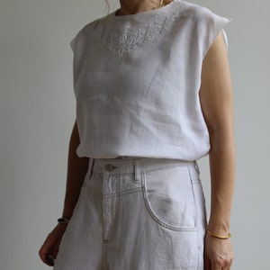 Vintage linen blouse / top. Originally women size M / L. 90s era. image 1