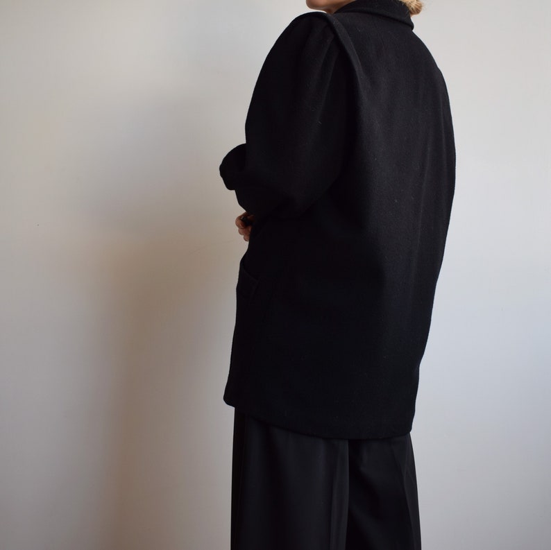 Vintage black wool coat. Originally womens size M / small L. Early 90s era. image 8