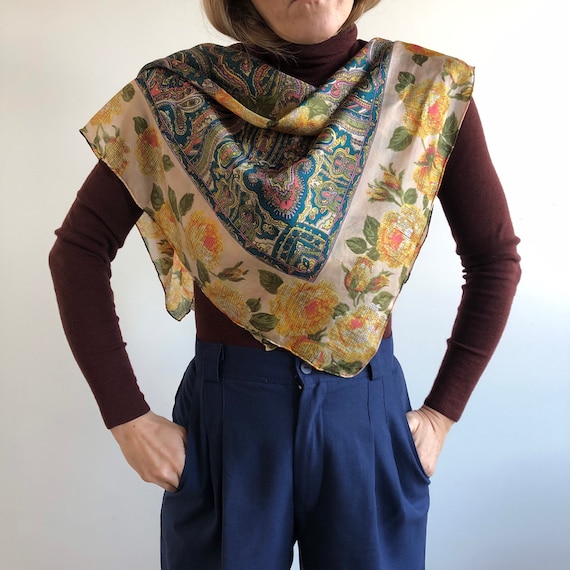 Vintage big silk scarf. 90’s era.