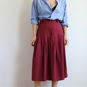 Vintage burgundy mid length skort. Originally womens size S / M. 90s era. image 6