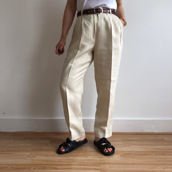 Vintage Cream Trousers. Waist Size 33 