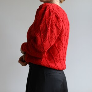 Vintage big sleeve Austrian red wool cardigan. Originally womens size S / M. 90s era. image 7