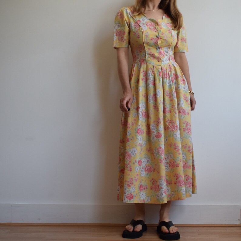 Vintage Laura Ashley summer cotton midi dress. Originally womens size S / M. Late 80s / early 90s era. image 1