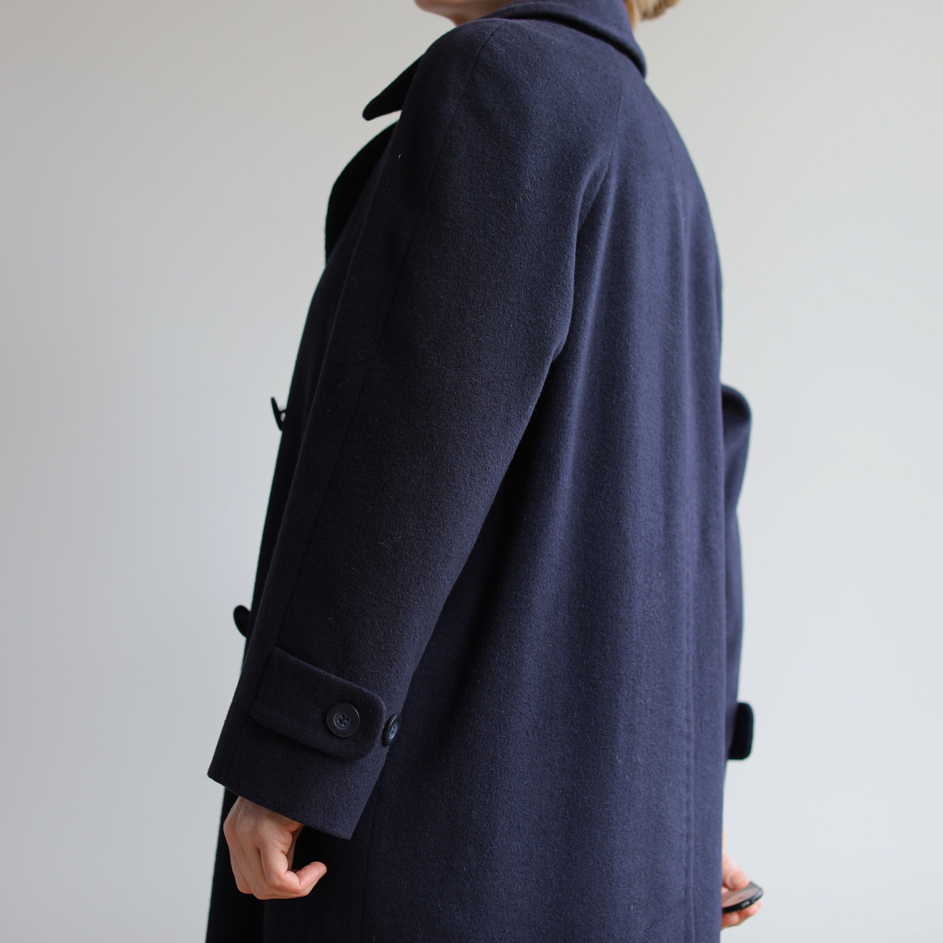 Vintage Navy Blue Wool Double Breasted Winter Coat