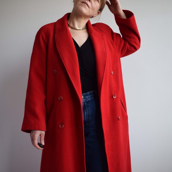Vintage red sales wool coat