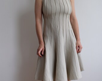 calvin klein beige dress Crepe Mock Neck Mini M Calvin Klein Calvin Klein Collection Vicky fringed