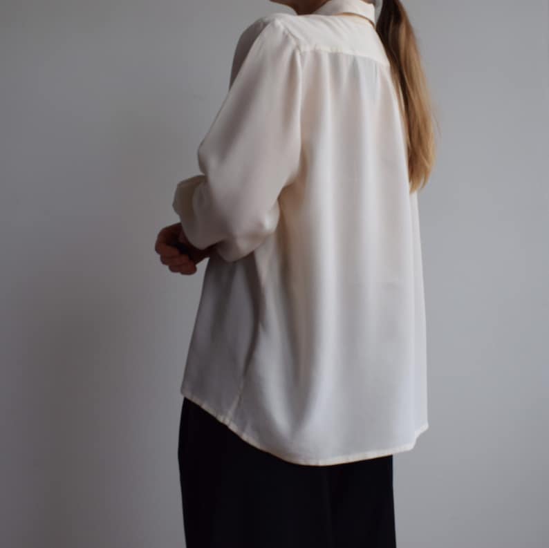 Vintage silk cream blouse. Originally womens size M / L. 90s era. image 6