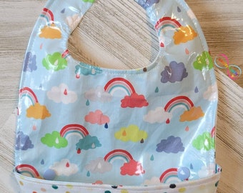 Snap Pocket Bibs~ultimate bib~baby led weaning~easy clean~ wipeable~washable