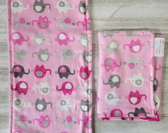 Pink Elephants Burp Cloth Bundle