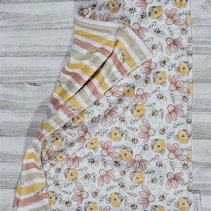 Bee and Stripes Minky Luvy- Carseat Blanket- Security Blanket