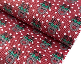 Reindeer Polka Dot Faux Leather Sheet | Rudolph Pattern | Hair Bow Fabric