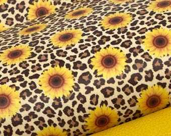 Printed Leather - Sunflower Leopard | Leather Panels | Earring Leather | Purse Leather | Inlay Leather | Chrome Free Leather