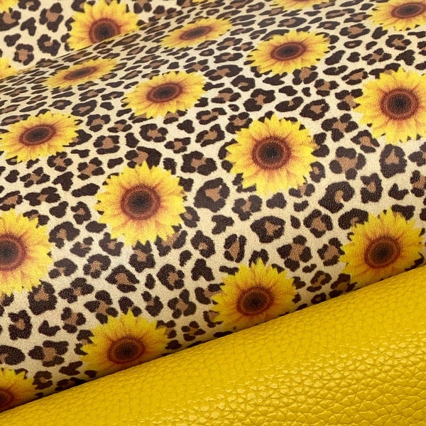 Printed Leather - Sunflower Leopard | Leather Panels | Earring Leather | Purse Leather | Inlay Leather | Chrome Free Leather