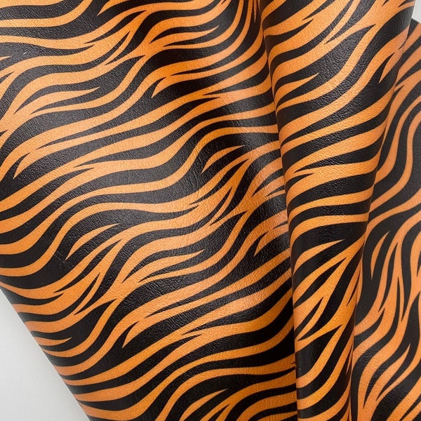 Marine Vinyl Sheet - Tiger Stripes Faux Leather | Faux Leather Sheet | Earring Material | Hair Bow Fabric | Keychain Faux Leather