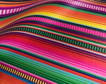 Braided Serape Marine Vinyl Sheet: Striped Faux Leather Fabric