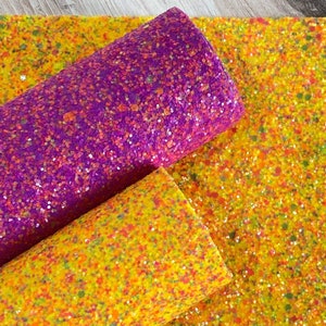 Faux Leather Sheet - Sun Kissed Glow | Orange Combo Glitter Fabric | Chunky Glitter Sheet | Hair Bow Fabric | Earring Faux Leather
