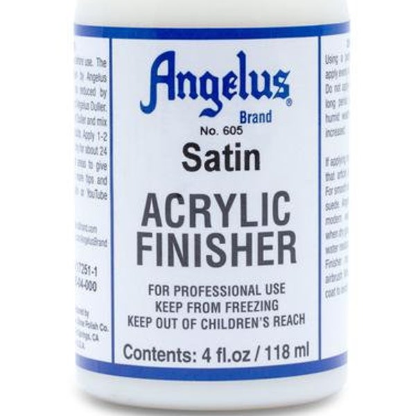 Finition acrylique satinée Angelus #605 | Scellant de teinture pour cuir | Finition peinture acrylique | Teinture et scellant à peinture | Couche transparente