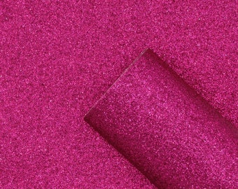 Glitter Faux Leather  - Raspberry Extra Fine Glitter | Dark Pink Glitter Fabric | Fine Glitter Sheet | Hair Bow Fabric | Earring Material