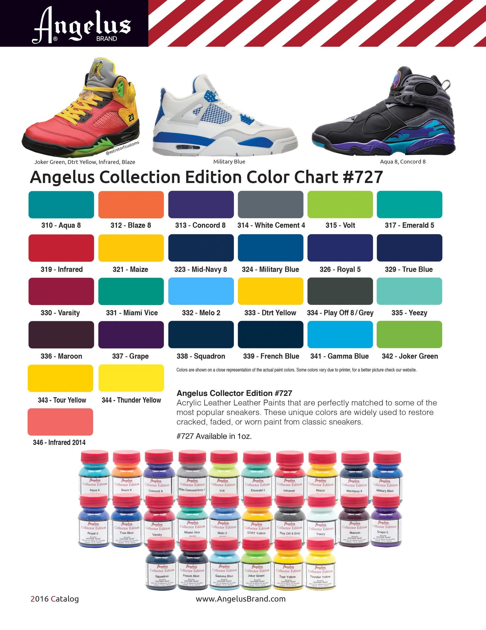 Angelus Leather Paint 4oz Starter Kit Set of Acrylic Paints For Sneakers,  Shoes, Art, Crafts, Jackets, Shirts- Flexible, Made in USA