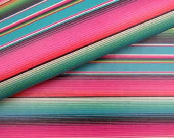 Marine Vinyl Sheet - Hot Pink & Turquoise Serape | Faux Leather Sheet | Earring Material | Hair Bow Fabric | Keychain Faux Leather