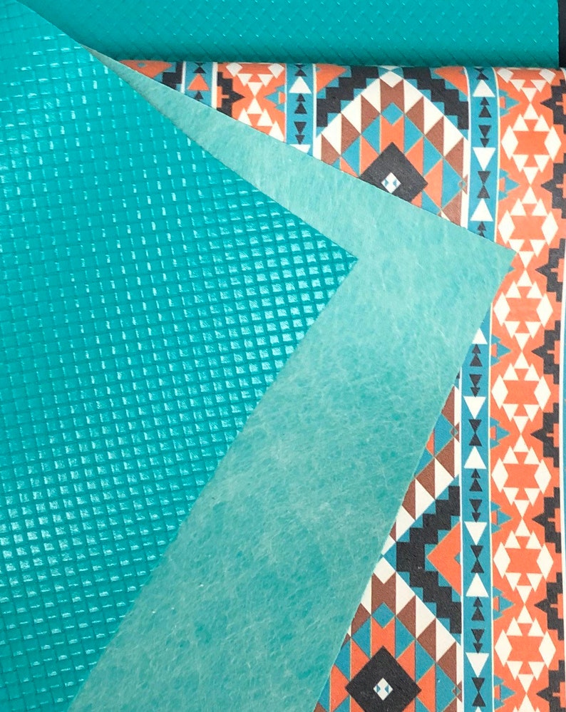 Faux Leather Turquoise Embossed Faux Leather Faux Etsy Nederland