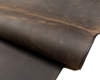 Oil Tanned Leather Side - Barn Board Brown | 5oz-6oz | 2.0mm-2.4mm | Chap Leather | Bag Leather | Cowhide Leather Side