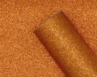 Glitter Faux Leather - Pumpkin Orange 8" x 12" | Orange Glitter Fabric | Fine Glitter Sheet | Hair Bow Fabric | Earring Material